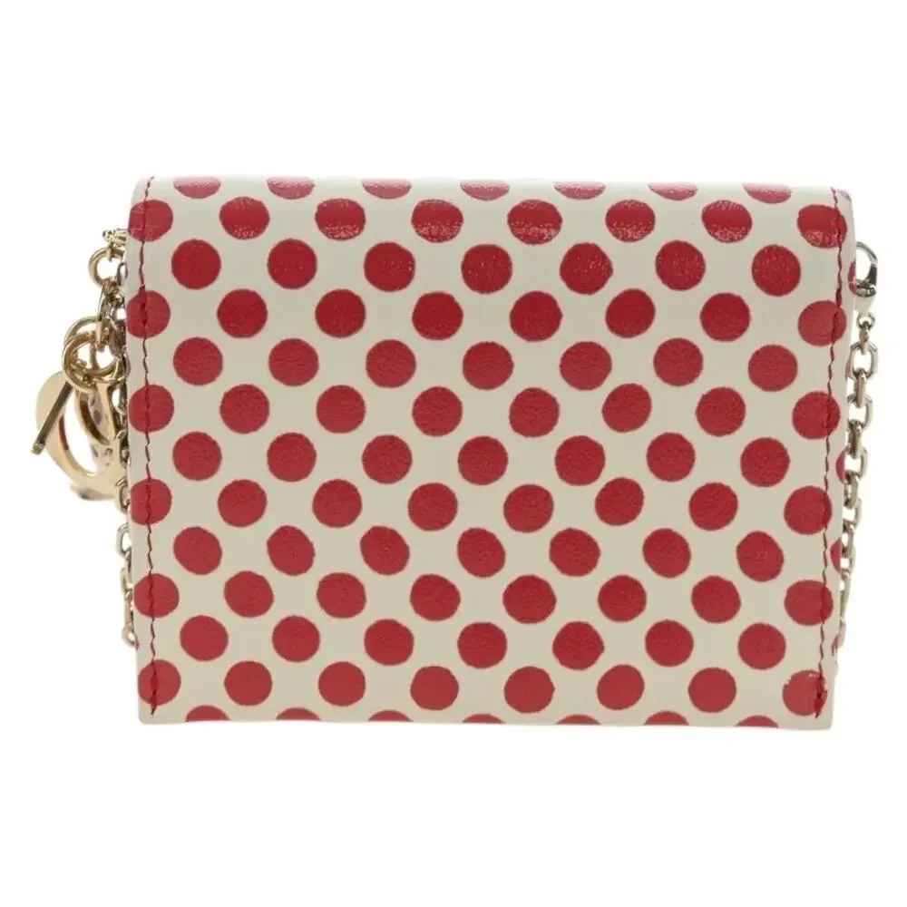 Dior Leather Chain Wallet Red